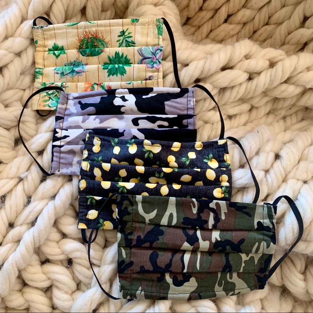 2 Pleated 100% Cotton Face Masks